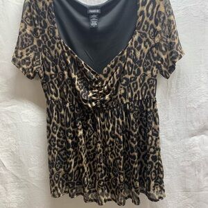 Torrid Black and Brown Leopard Print Blouse
